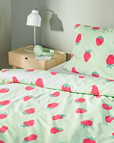 housse de couette enfant 140x200 coton doux fraises - 5730209 - HEMA