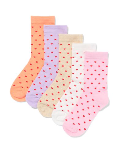 kindersokken hartjes - 5 paar roze - 4360460PINK - HEMA