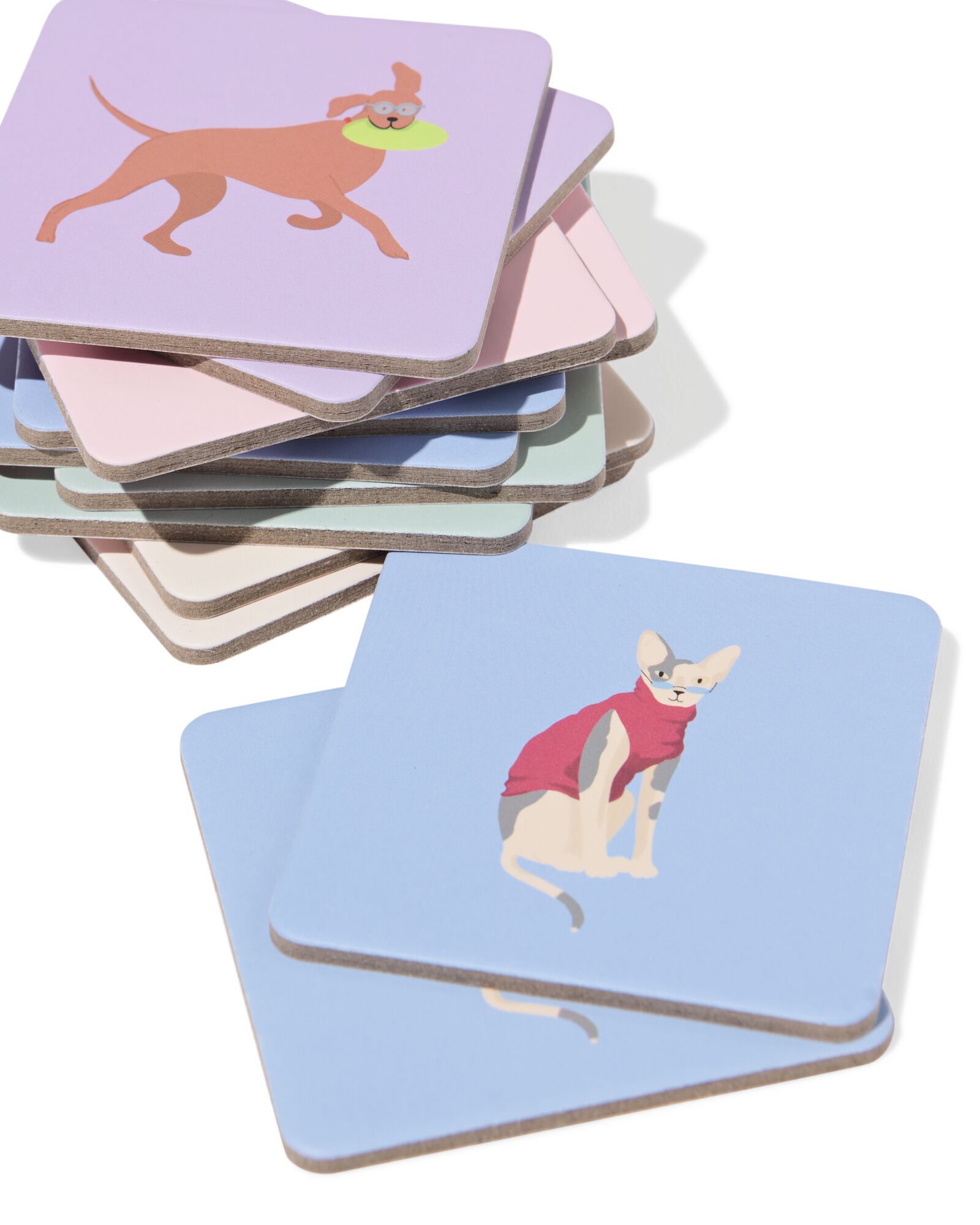 geheugenspel katten en honden roze/aubergine - 61160251 - HEMA