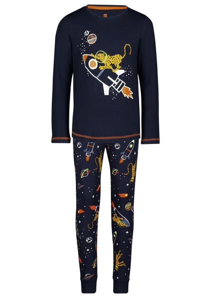 HEMA Kinder Pyjama, Baumwolle Elasthan, Leopard Dunkelblau  - Onlineshop Hema