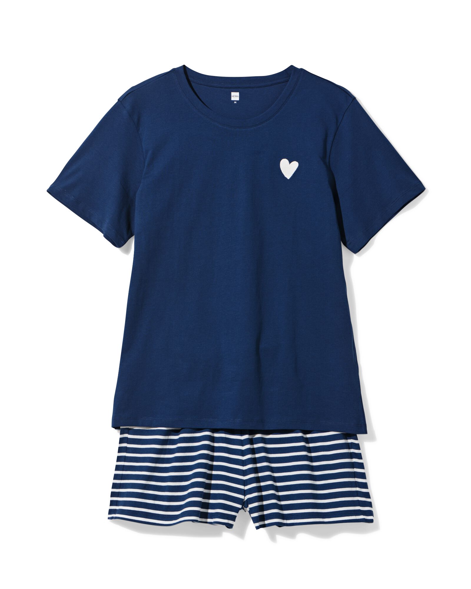 Damen-Kurz-Pyjama aus Jersey mit Streifen dunkelblau dunkelblau - 23401500DARKBLUE - HEMA