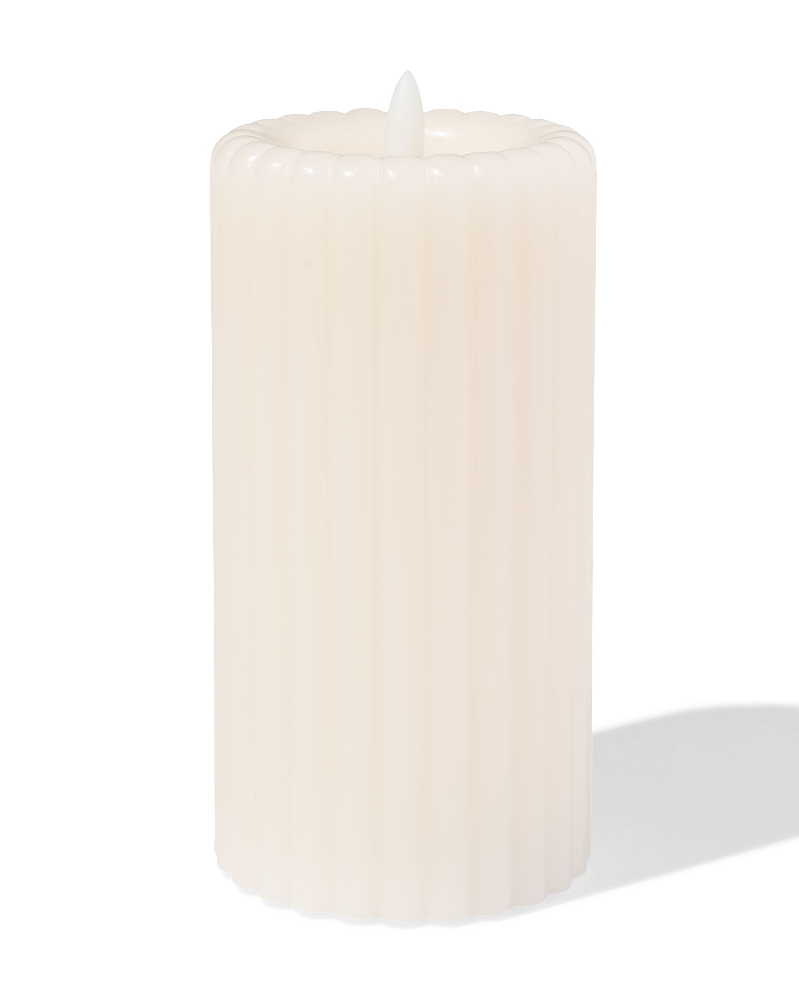 Kerze, LED, gerippt, Elfenbeinfarben  - 13550093 - HEMA