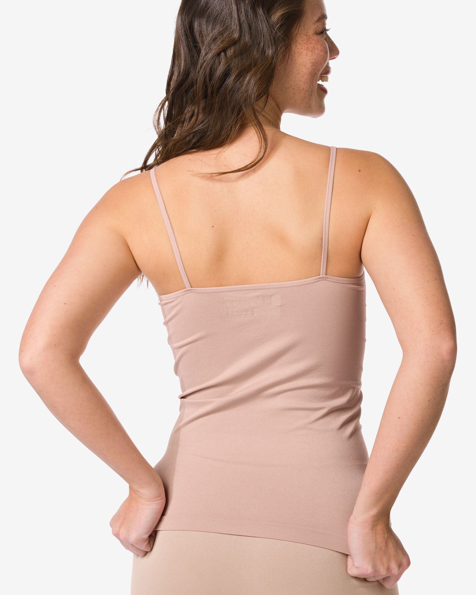 Nahtloses Damenunterhemd aus Mikrofaser mit Spaghettitr&auml;gern beige beige - 19607630BEIGE - HEMA