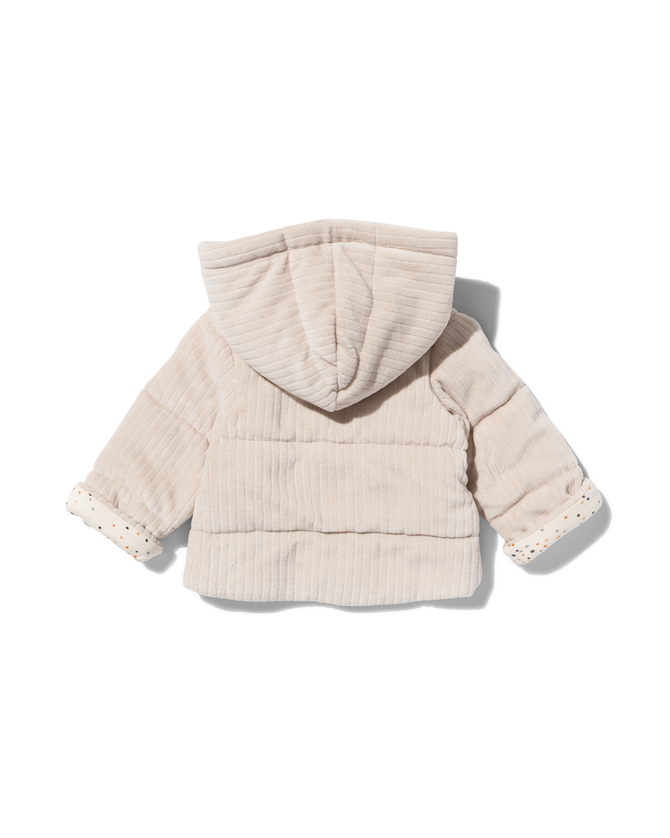 manteau matelassé nouveau-né avec capuche velours côtelé gris gris - 1000029846 - HEMA