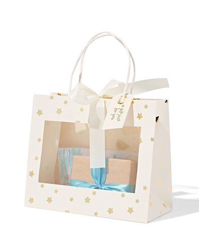 cadeautas 24x11x20cm sterren met venster goud   - 61100299 - HEMA