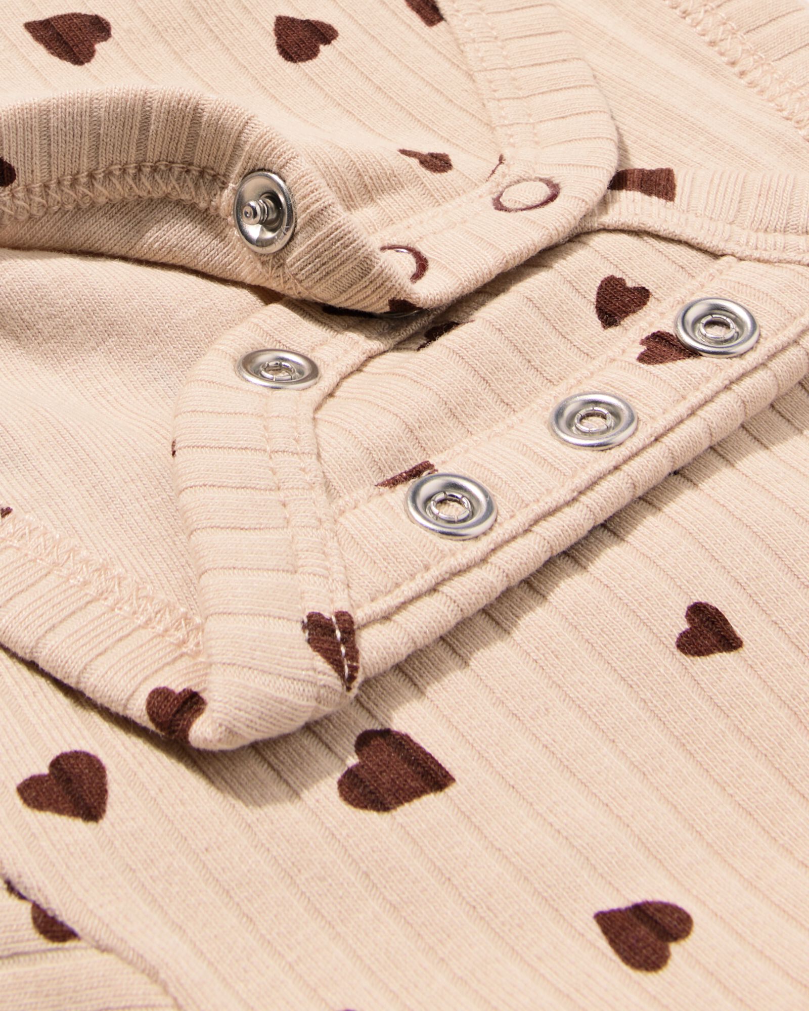 newborn meegroei overslag body rib hartjes lichtbruin - 33430120LIGHTBROWN - HEMA