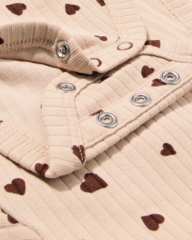 newborn meegroei overslag body rib hartjes lichtbruin - 33430120LIGHTBROWN - HEMA