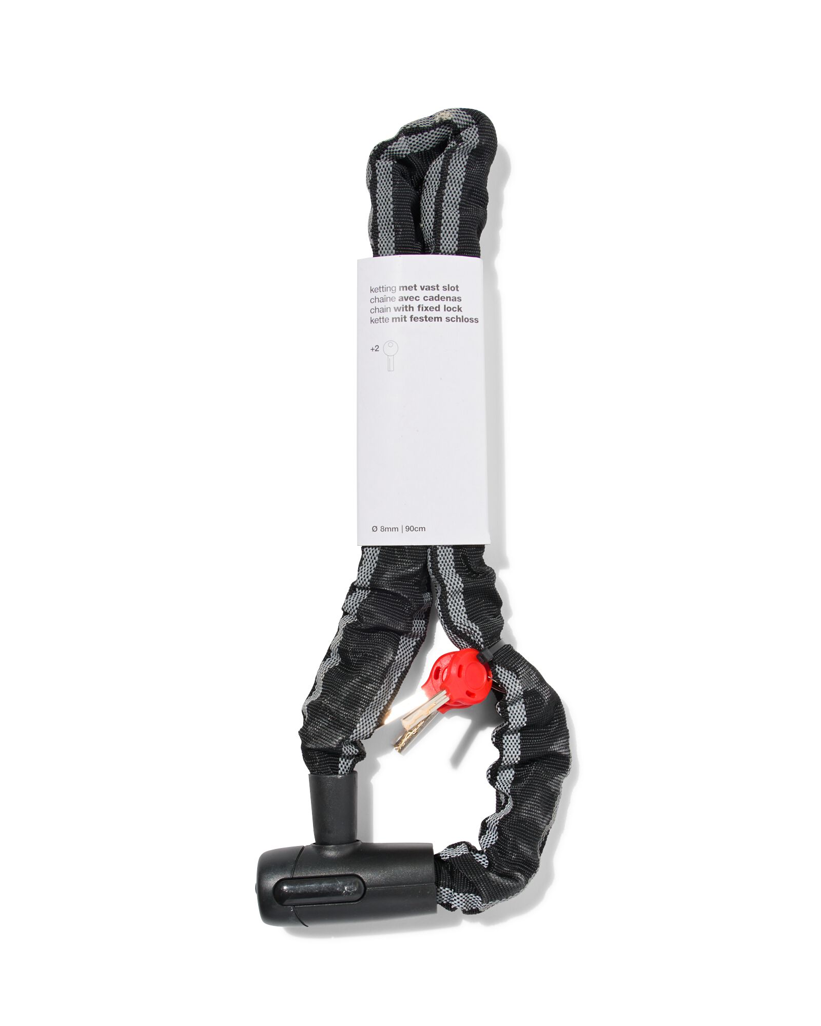 cha&icirc;ne antivol avec serrure antivol fixe 90cm &Oslash;8mm noir - 41151003 - HEMA