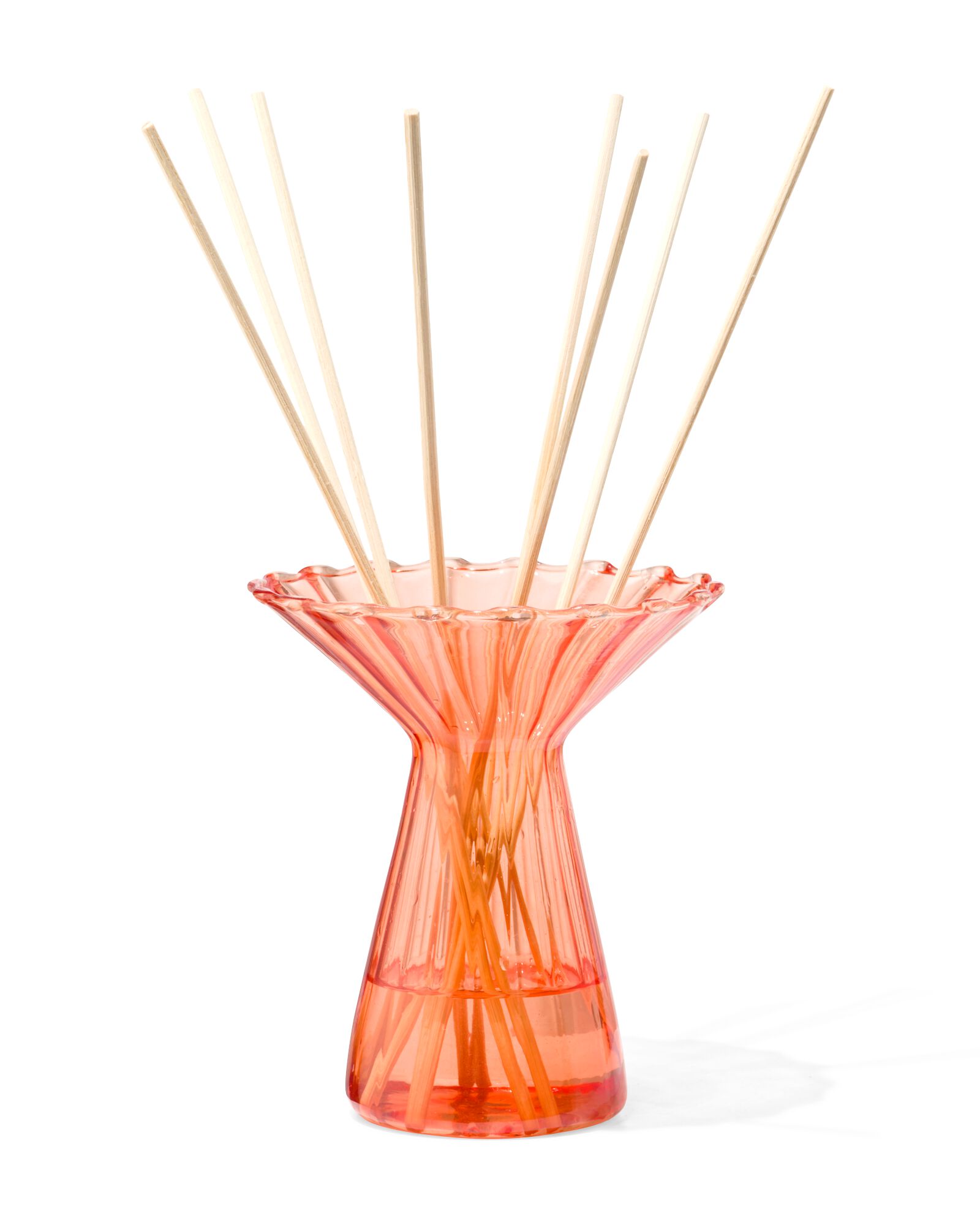 vase pour b&acirc;tonnets parfum&eacute;s ⌀10x12cm verre &agrave; collerette orange - 13507534 - HEMA