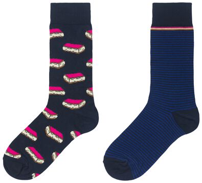 2er-Pack Herren-Socken, mit Baumwolle dunkelblau 43/46 - 4180047 - HEMA