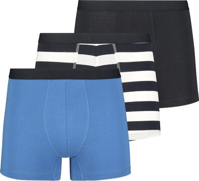 3er-Pack Herren-Boxershorts, lang, elastische Baumwolle dunkelblau dunkelblau - 1000019049 - HEMA