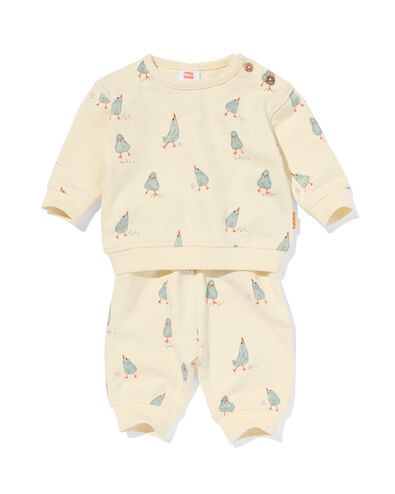 newborn kledingset sweater en broek eendjes lichtgeel 50 - 33481611 - HEMA