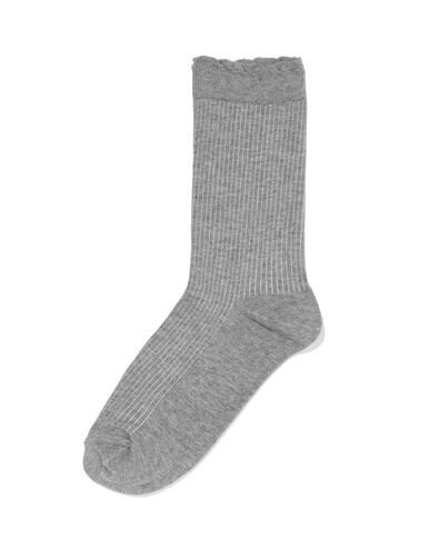 chaussettes femme c&ocirc;tel&eacute;es  gris chin&eacute; gris chin&eacute; - 4280860GREYMELANGE - HEMA