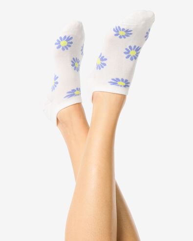socquettes femme fleurs - 5 paires blanc - 4290430WHITE - HEMA