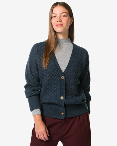 gilet femme Viola textur&eacute; bleu bleu - 36302380BLUE - HEMA