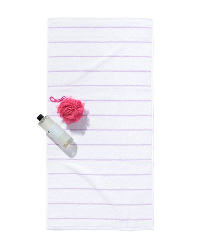 serviette de bain 50x100 qualité épaisse blanche avec rayure lilas lilas serviette 50 x 100 - 5254708 - HEMA