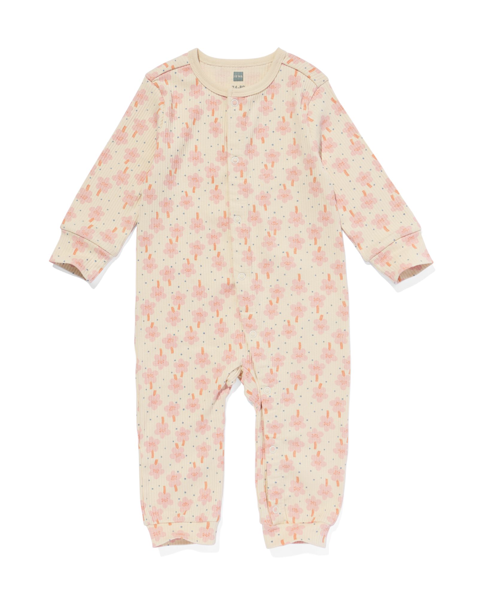 combinaison pyjama c&ocirc;tel&eacute; b&eacute;b&eacute; fleurs beige - 33313931BEIGE - HEMA