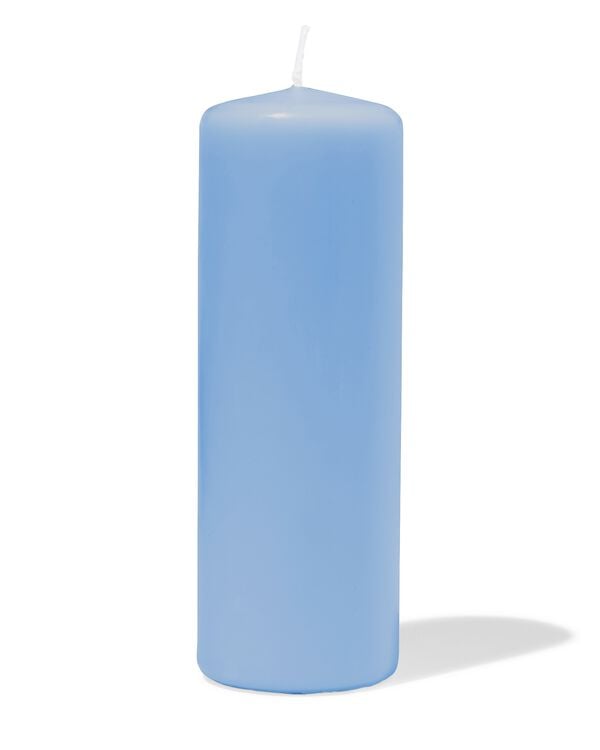 bougie cylindrique ⌀ 7 x 20 cm lisse bleu clair - 13509067 - HEMA