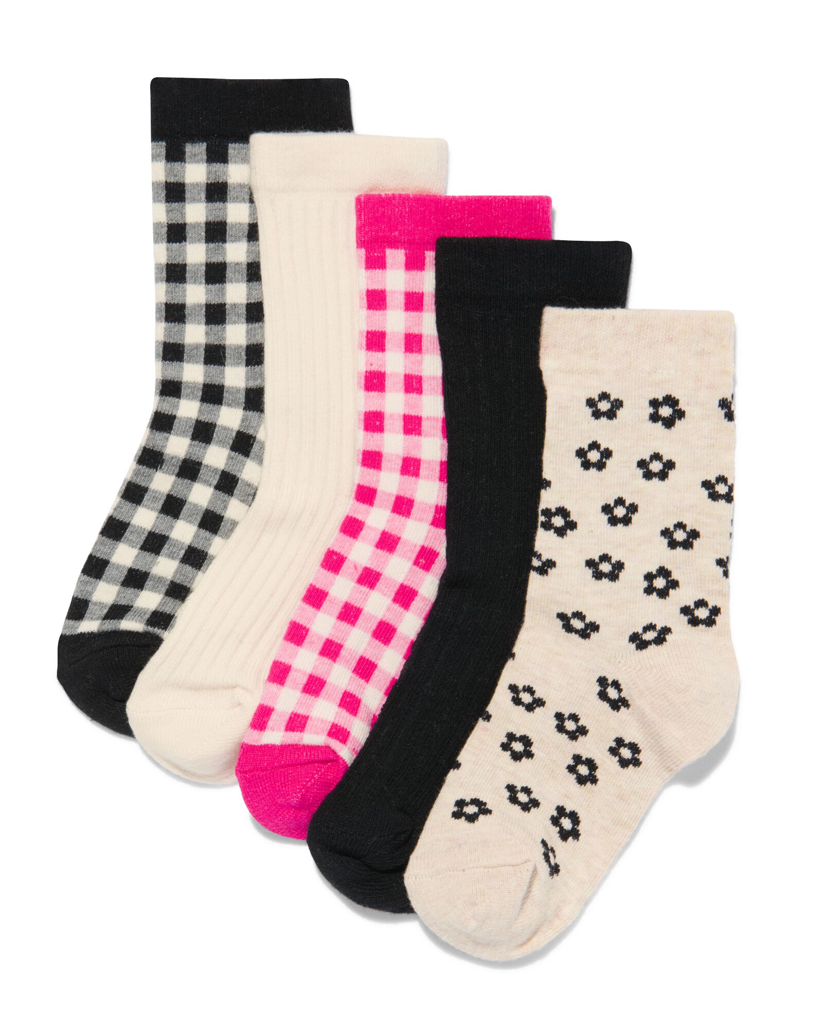kinder sokken met katoen - 5 paar roze 31/34 - 4350303 - HEMA