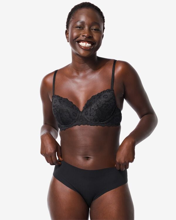 slip br&eacute;silien femme micro avec dentelle noir - 19640065BLACK - HEMA