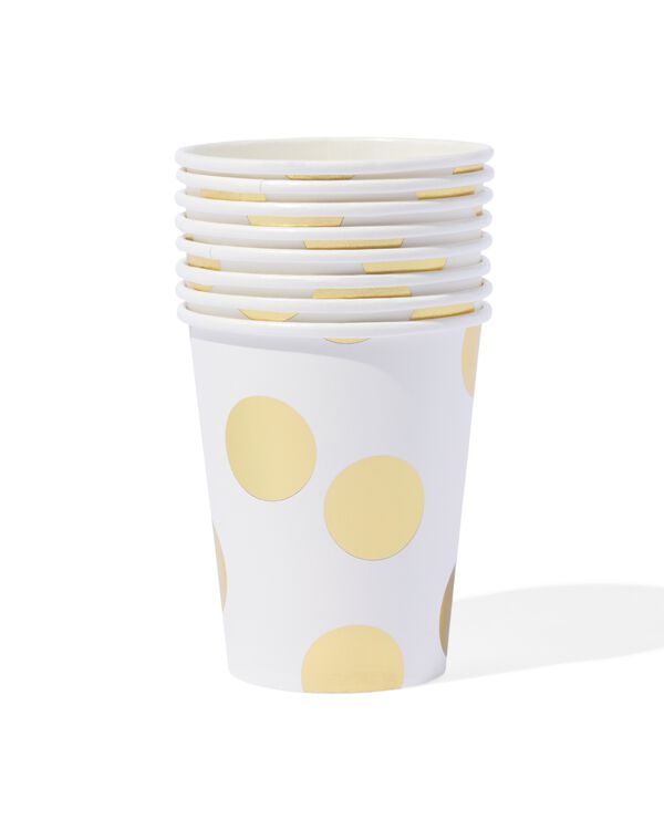 papieren beker 250ml gouden stip - 8 stuks - 14250277 - HEMA