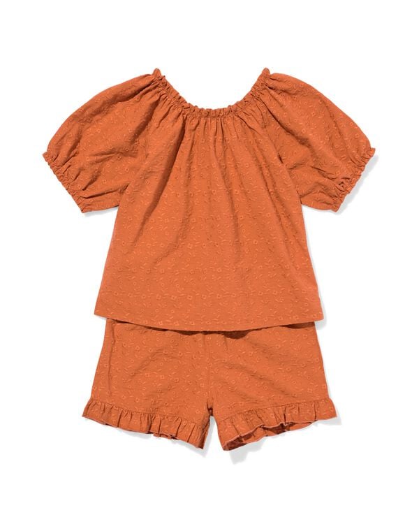 kinderkledingset broderie bruin bruin - 30863809BROWN - HEMA
