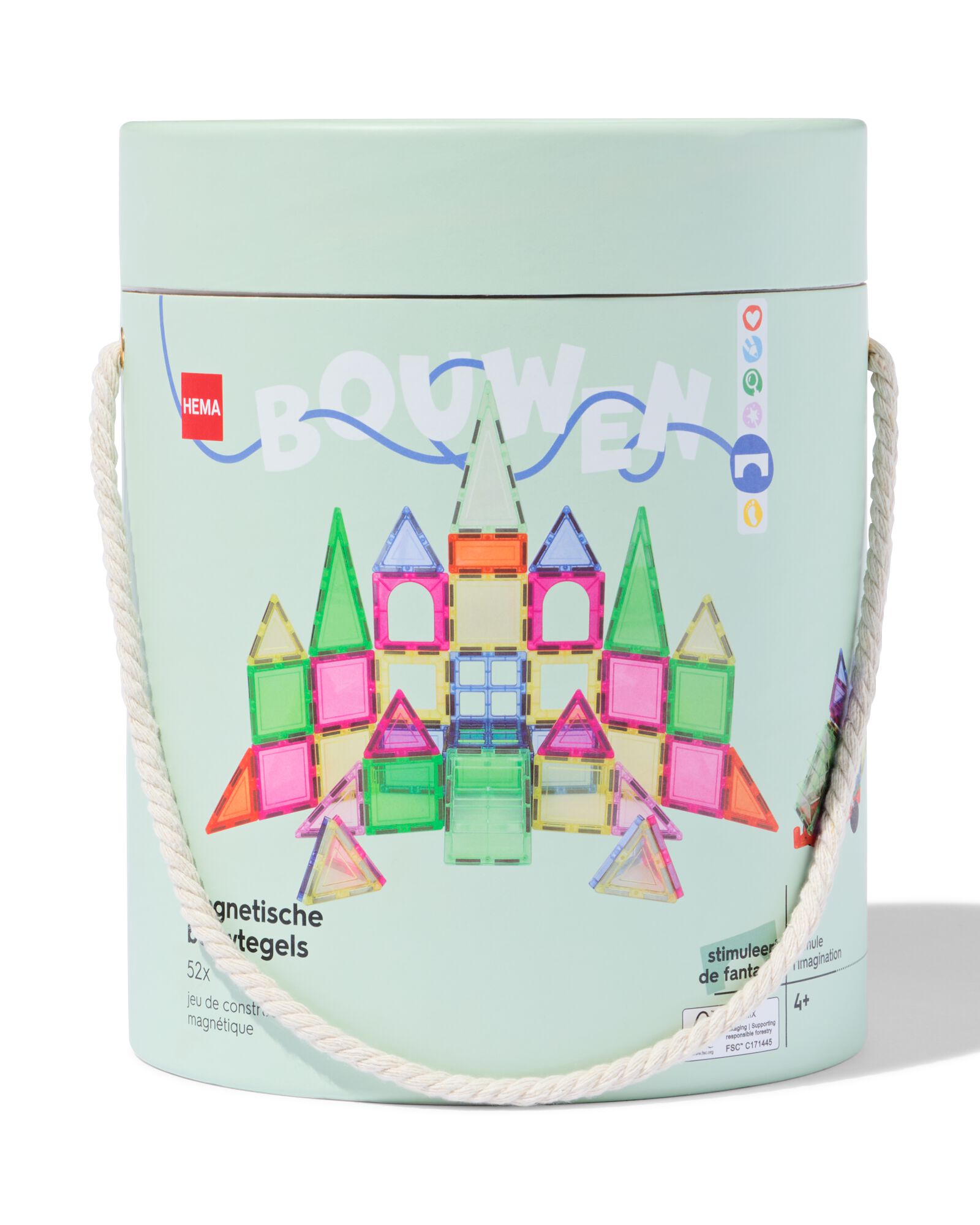 HEMA Carreaux Magnétiques En Seau 52 Pièces