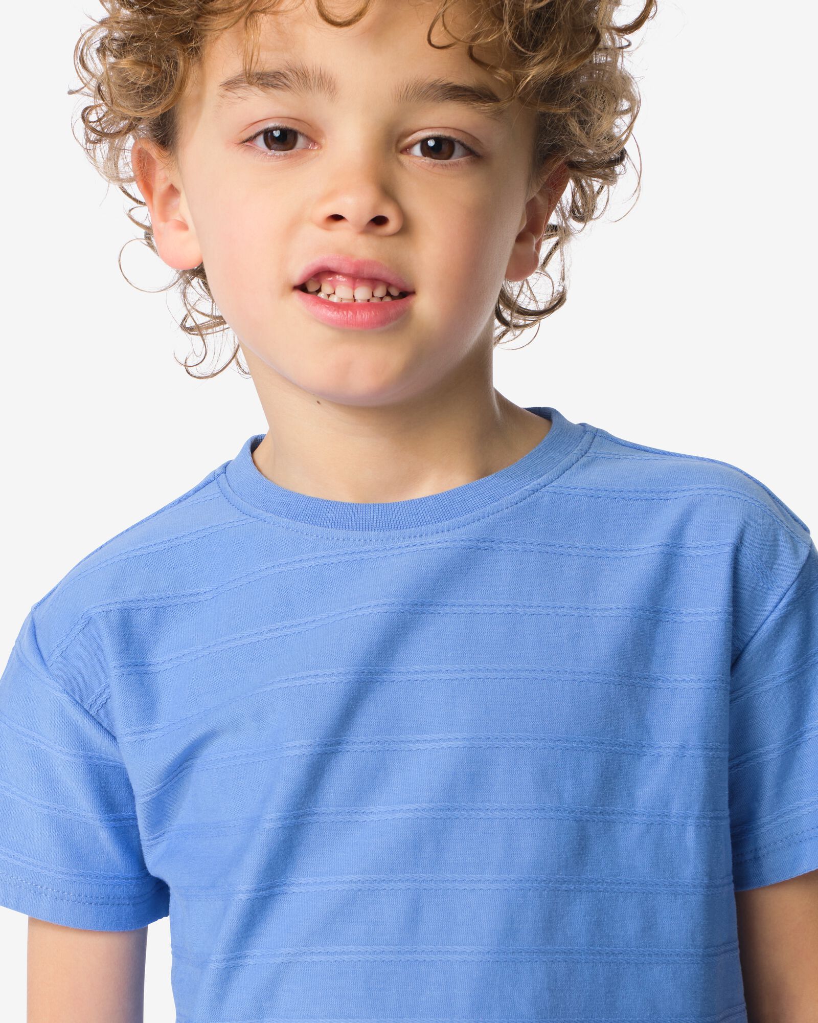 kinder T-shirt jacquard strepen blauw blauw - 30713101BLUE - HEMA