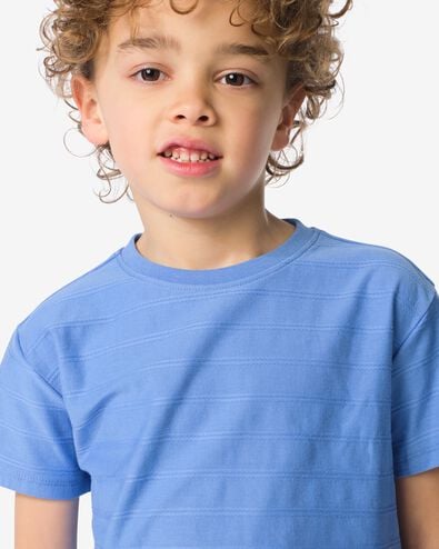 kinder T-shirt jacquard strepen blauw blauw - 30713101BLUE - HEMA