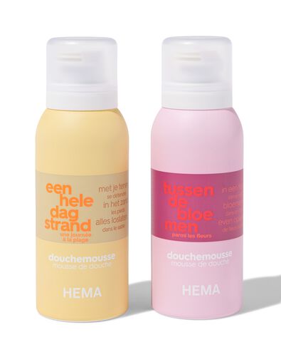 mini-mousse de douche fleurs et plage 100ml - 2 pi&egrave;ces - 11380080 - HEMA