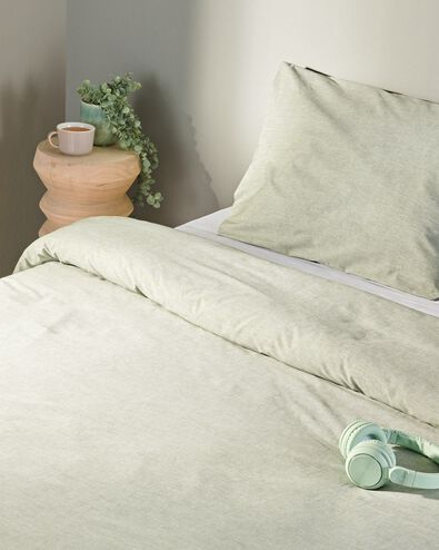 housse de couette 140x200/220cm chambray vert - 5790230 - HEMA