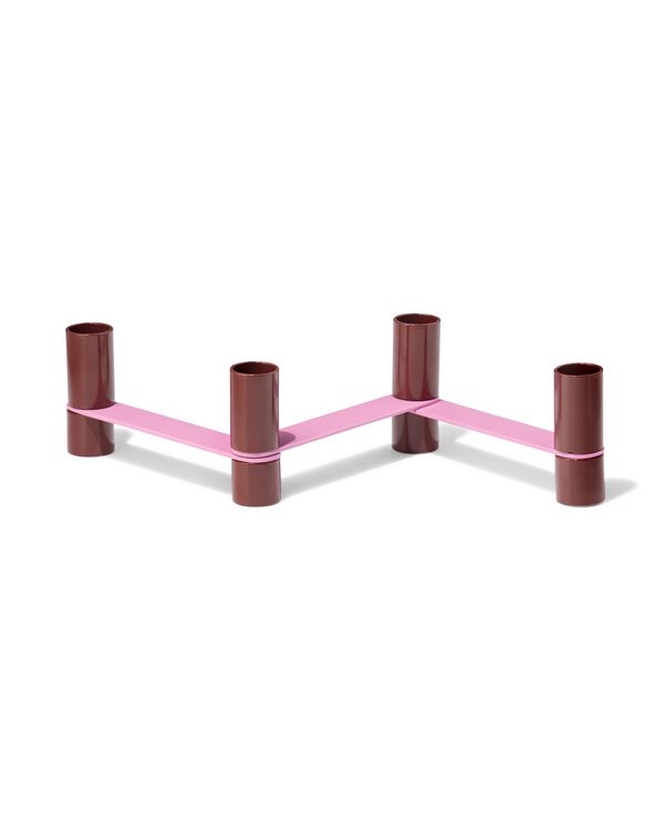 kandelaar 15x7cm metaal zigzag bordeaux - 13325084 - HEMA