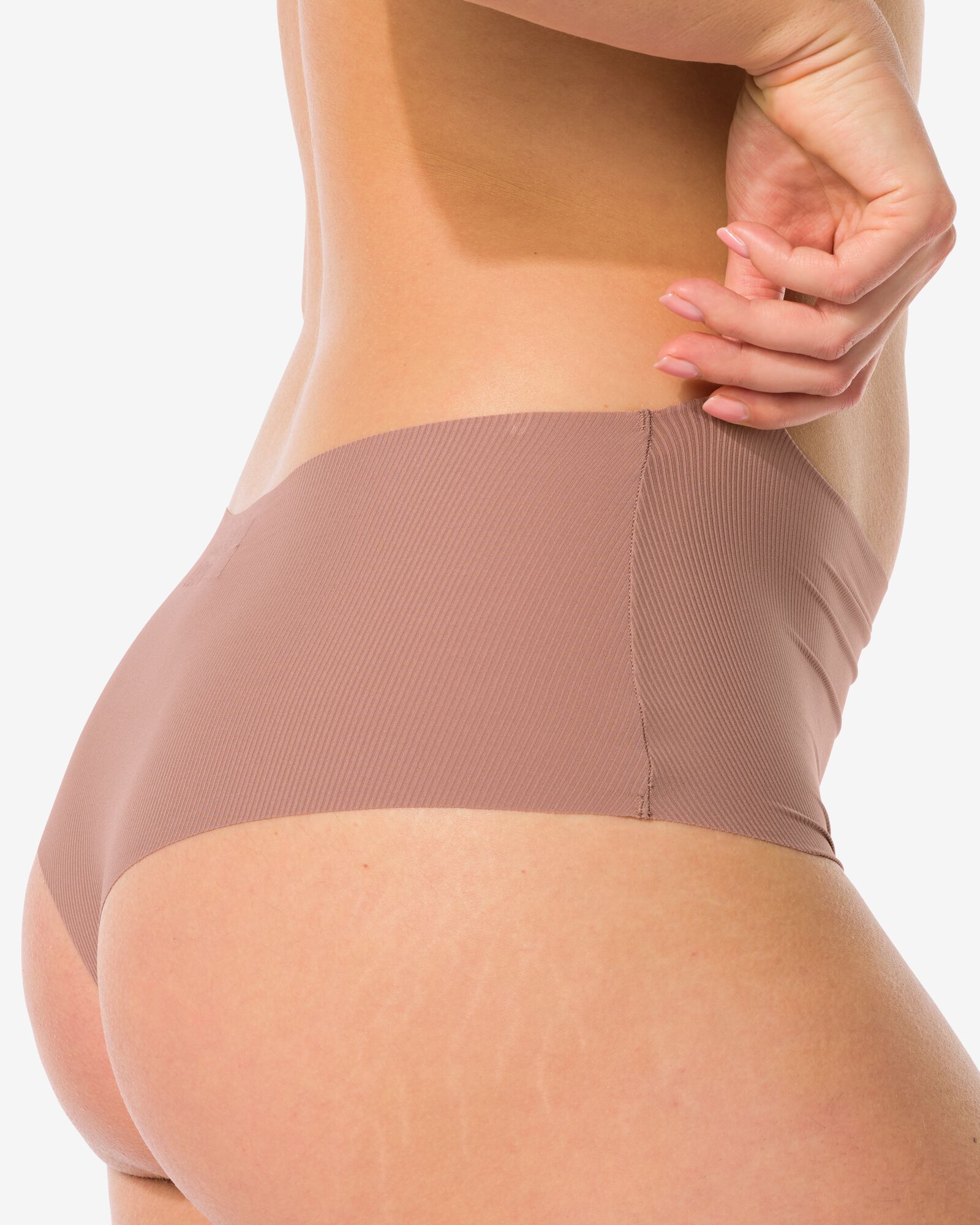 damesstring hoge taille micro rib ultimate comfort lichtbruin lichtbruin - 19640645LIGHTBROWN - HEMA