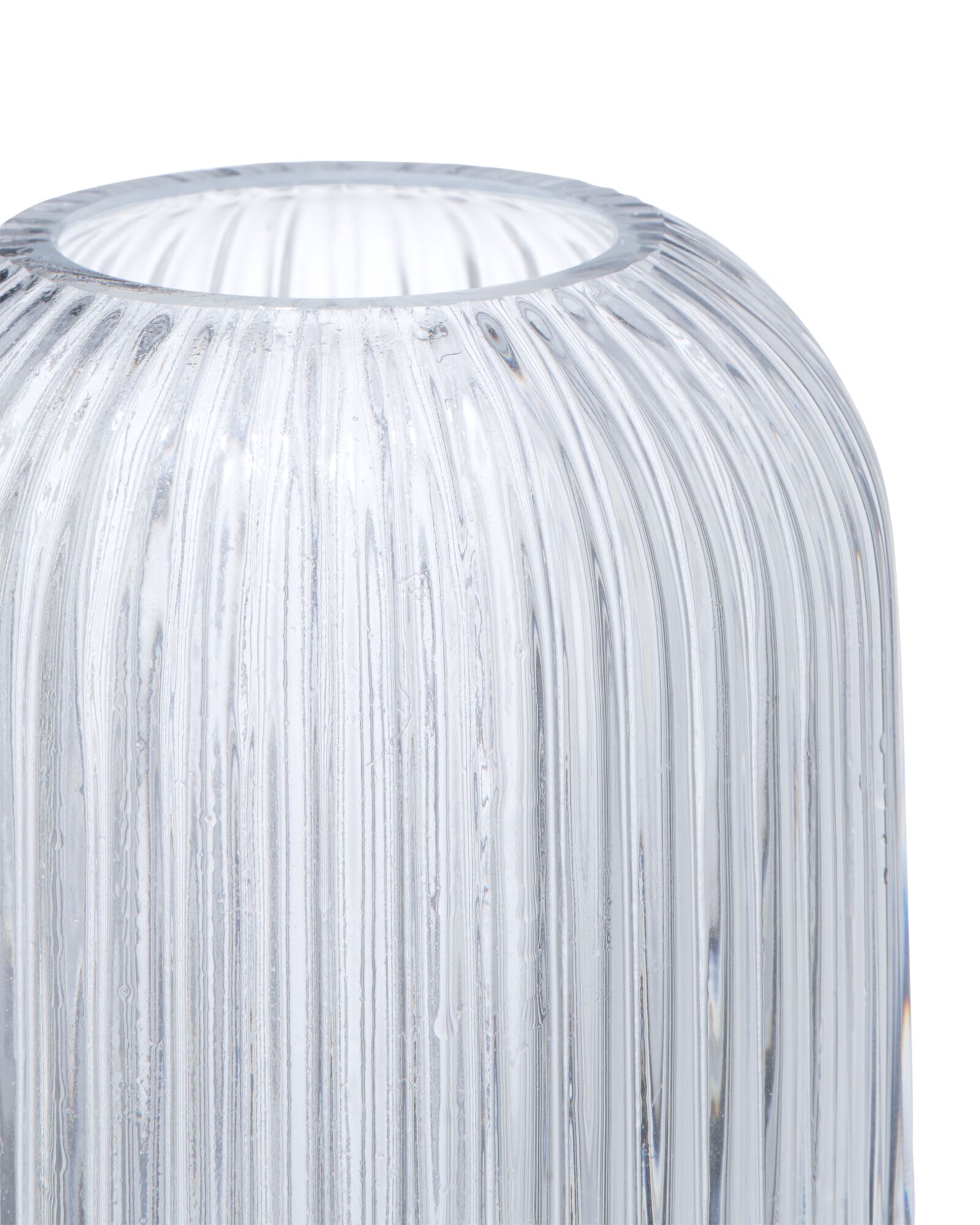 vaas voor geurstokjes ⌀7x10cm glas ribbel transparant - 13507549 - HEMA