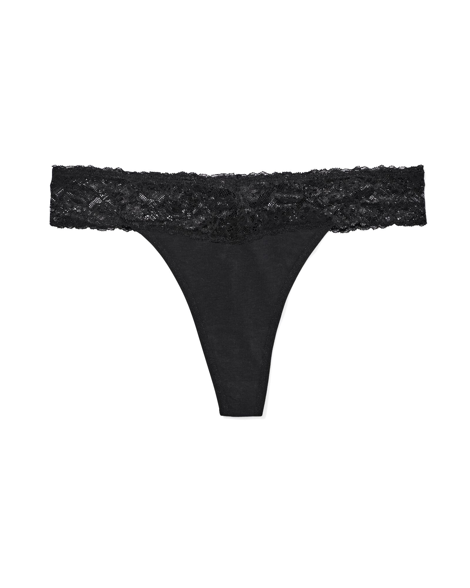 damesstring katoen met kant zwart - 19650090BLACK - HEMA