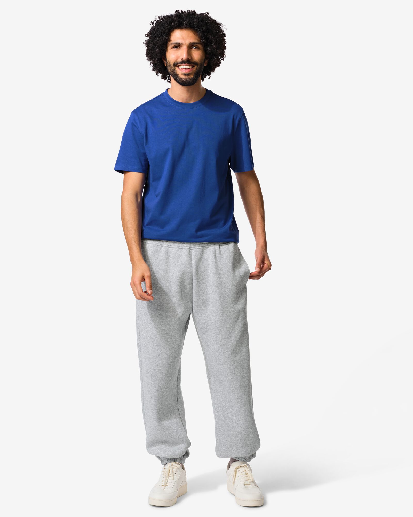 pantalon homme Carlson tissi sweat regular fit gris chin&eacute; gris chin&eacute; - 2101240GREYMELANGE - HEMA