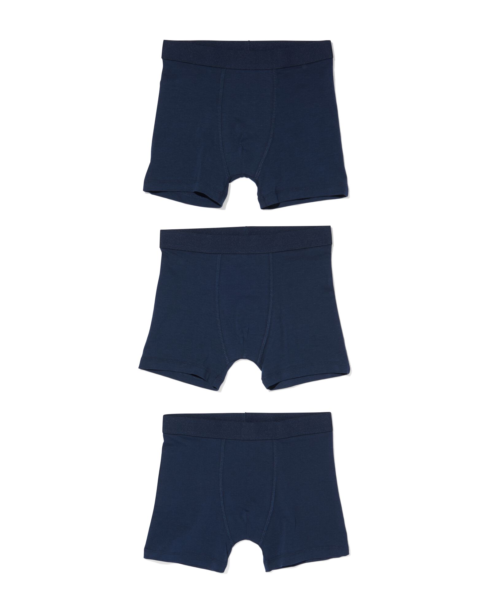 kinder boxers basic stretch katoen - 3 stuks blauw 146/152 - 19200191 - HEMA