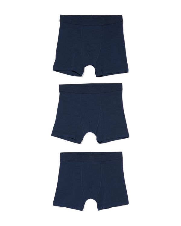 kinder boxers basic stretch katoen - 3 stuks blauw blauw - 19200189BLUE - HEMA