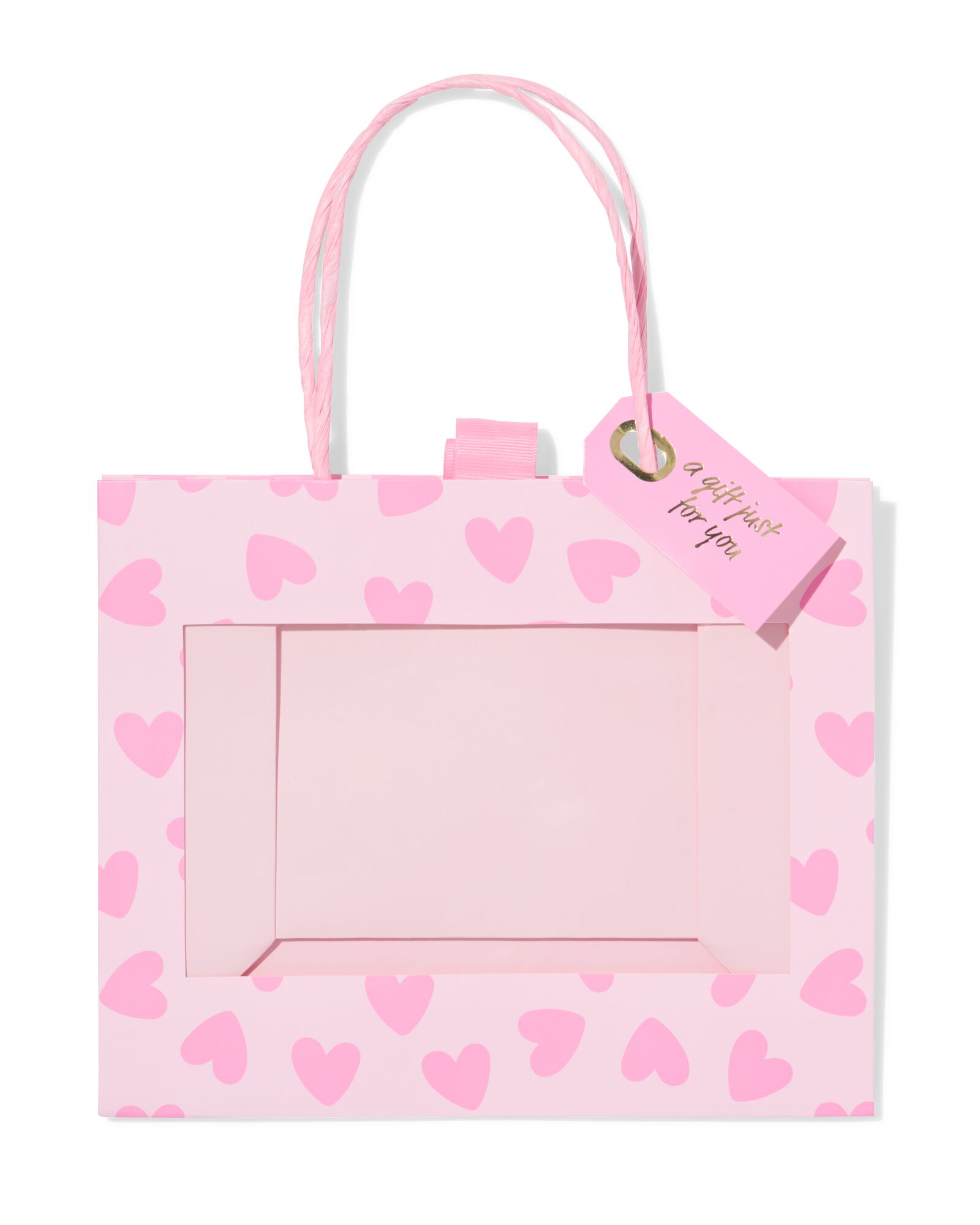 cadeautas 24x11x20cm hartjes roze   - 61100298 - HEMA