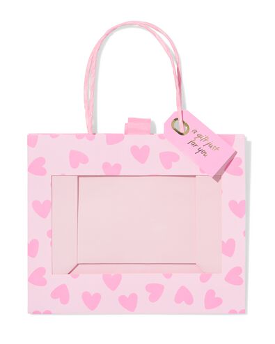 cadeautas 24x11x20cm hartjes roze   - 61100298 - HEMA