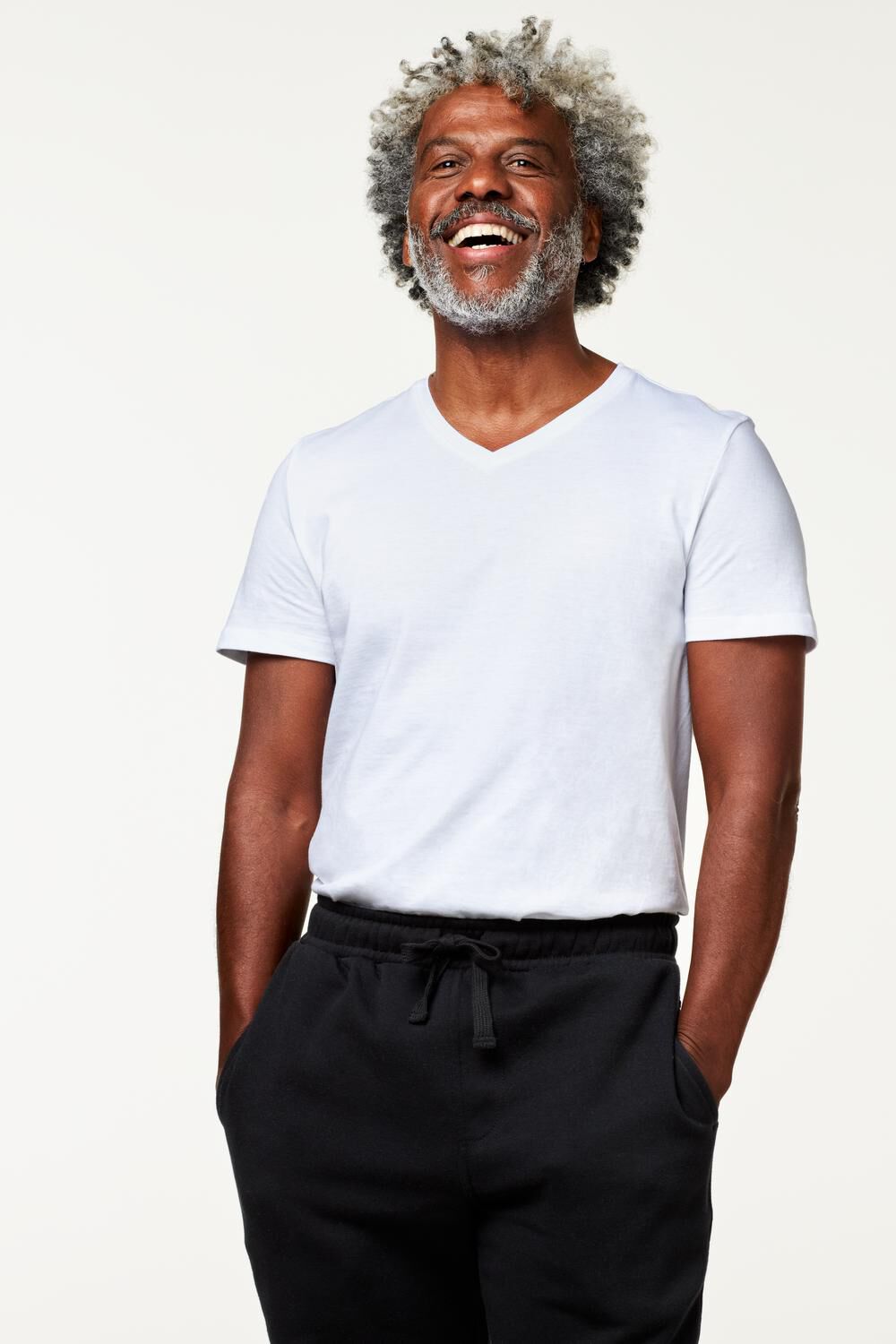 heren t-shirt regular fit v-hals - 2 stuks white - HEMA