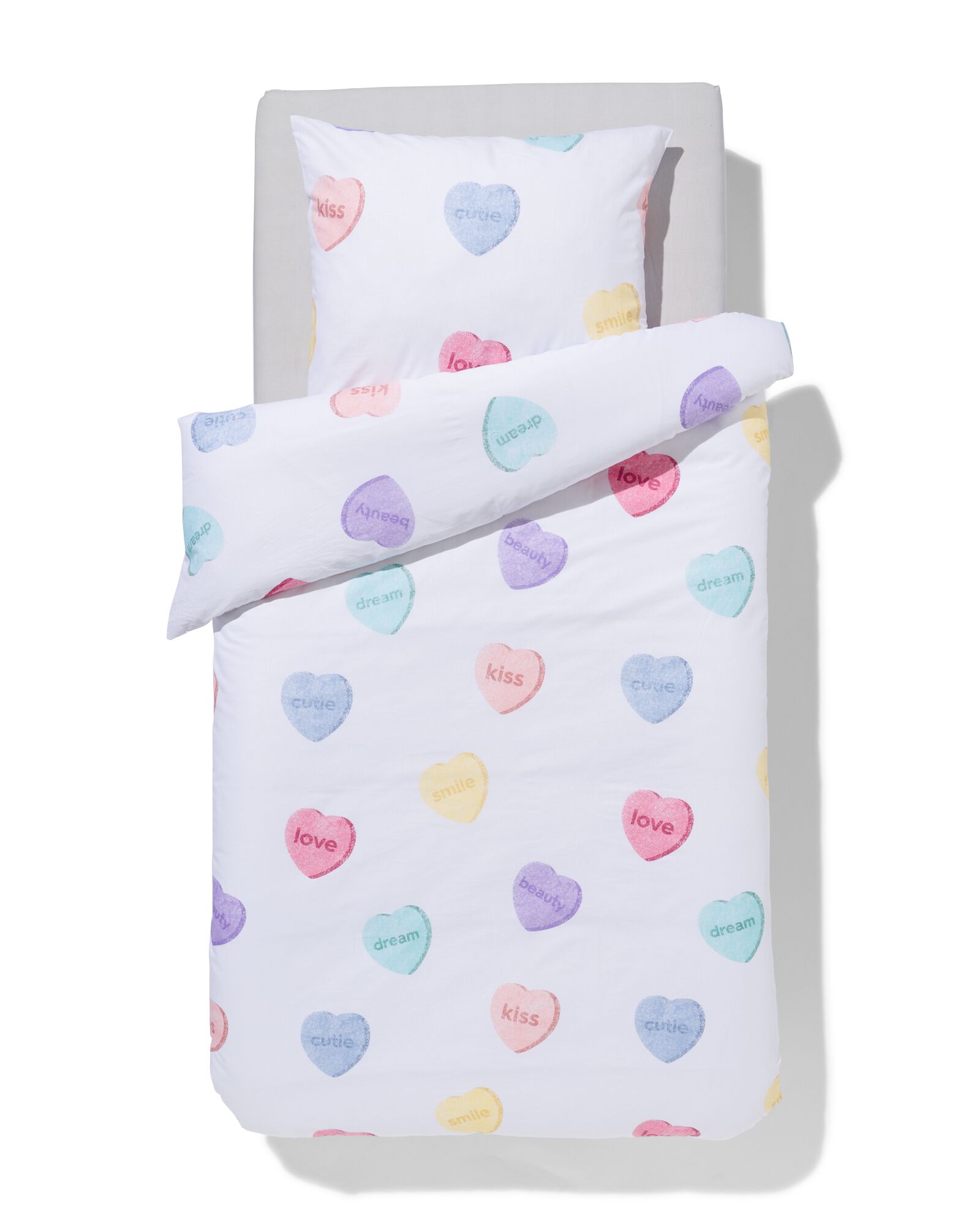 housse de couette enfant 140x200 coton doux petits c&oelig;urs - 5730211 - HEMA