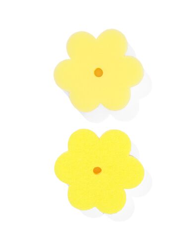 2&nbsp;&eacute;ponges &agrave; r&eacute;curer jaunes fleur - 20530011 - HEMA
