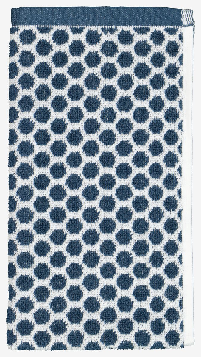 gastendoek - 30 x 55 cm - zware kwaliteit - gestipt  -jeansblauw denim gastendoekje - 5210087 - HEMA