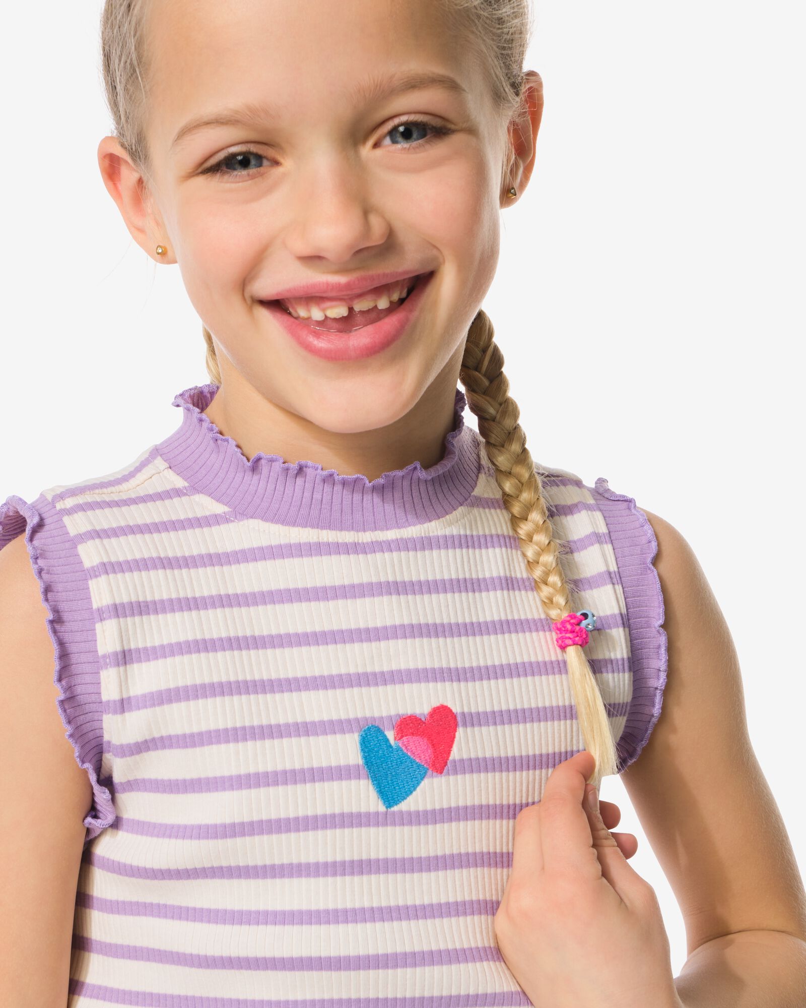 kindersinglet rib jersey hartjes lichtpaars lichtpaars - 30827206LIGHTPURPLE - HEMA