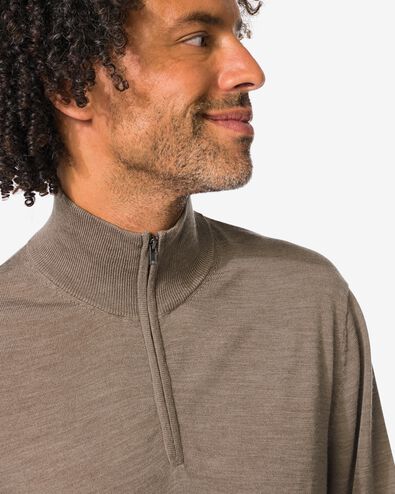 pull homme Frank laine m&eacute;rinos taupe - 2116980TAUPE - HEMA