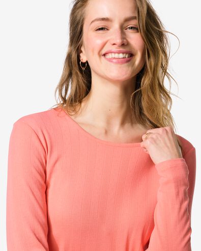 dames T-shirt Colette ajour roze roze - 36207540PINK - HEMA