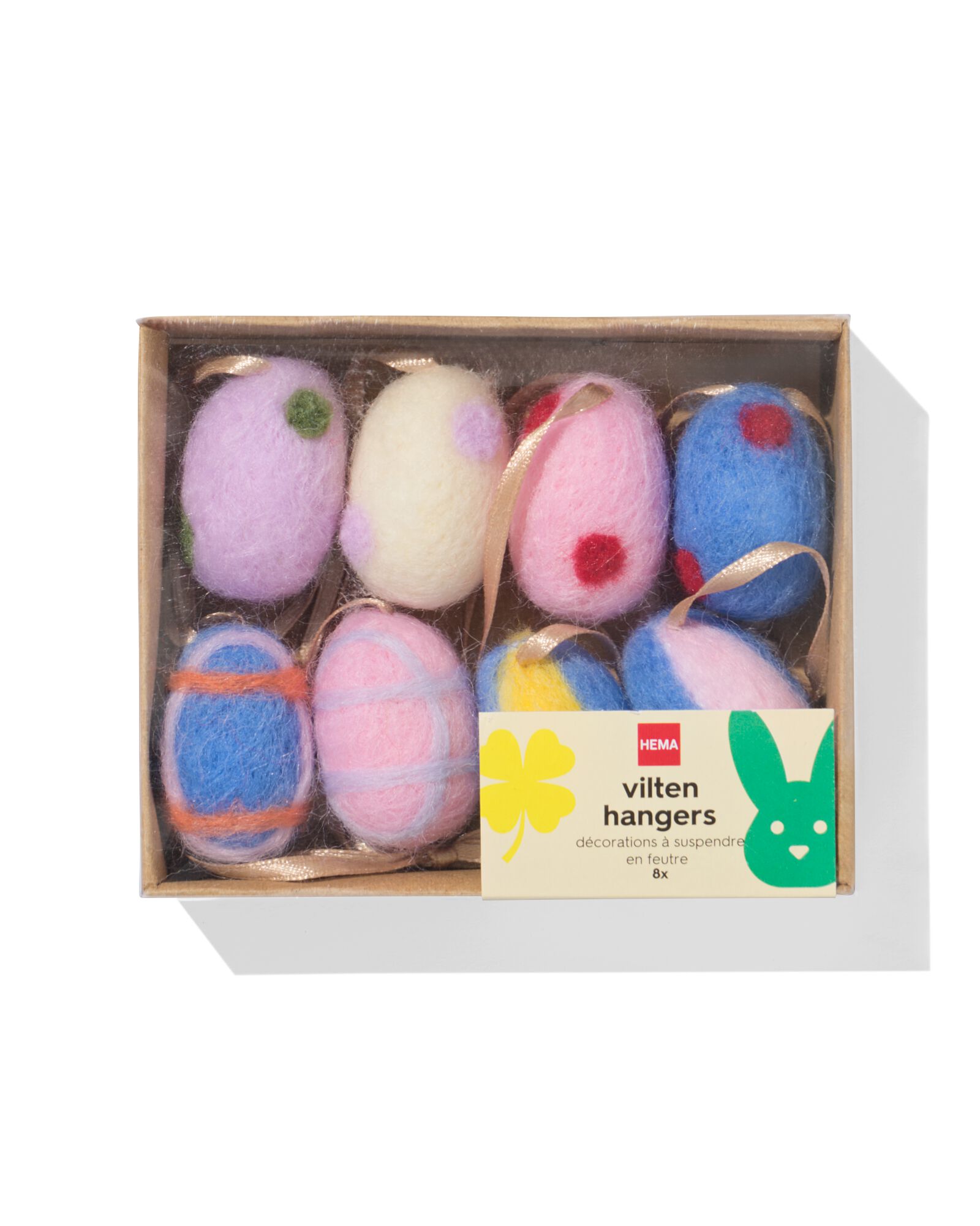 d&eacute;corations &agrave; suspendre de P&acirc;ques feutre &oelig;uf - 8 pi&egrave;ces - 25800068 - HEMA