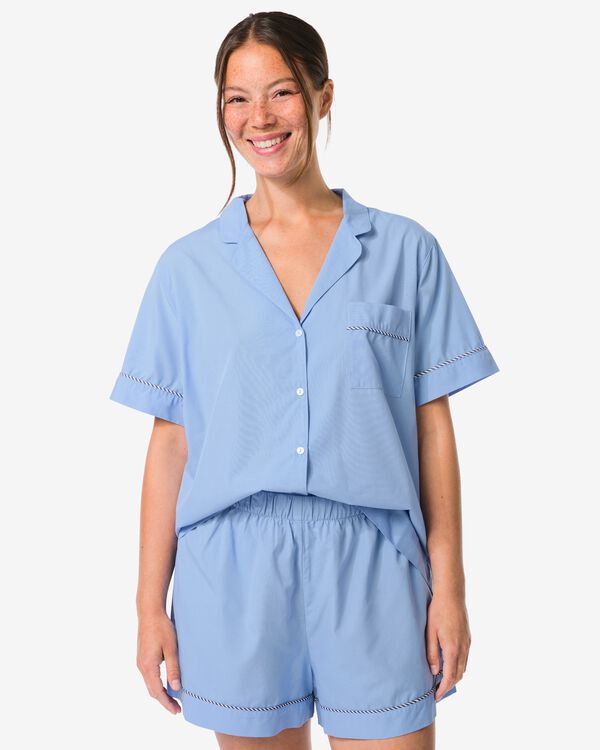 short femme popeline bleu bleu - 23401590BLUE - HEMA