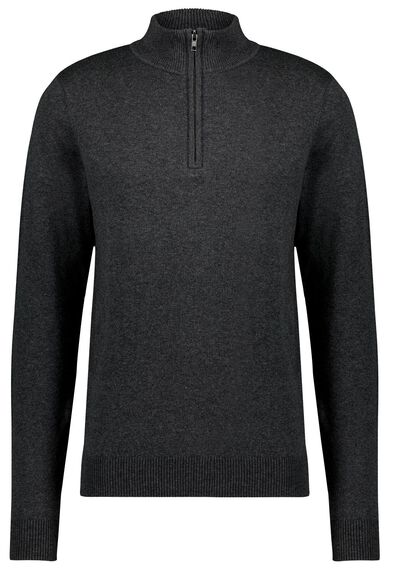 pull homme zip gris chiné - 1000025715 - HEMA